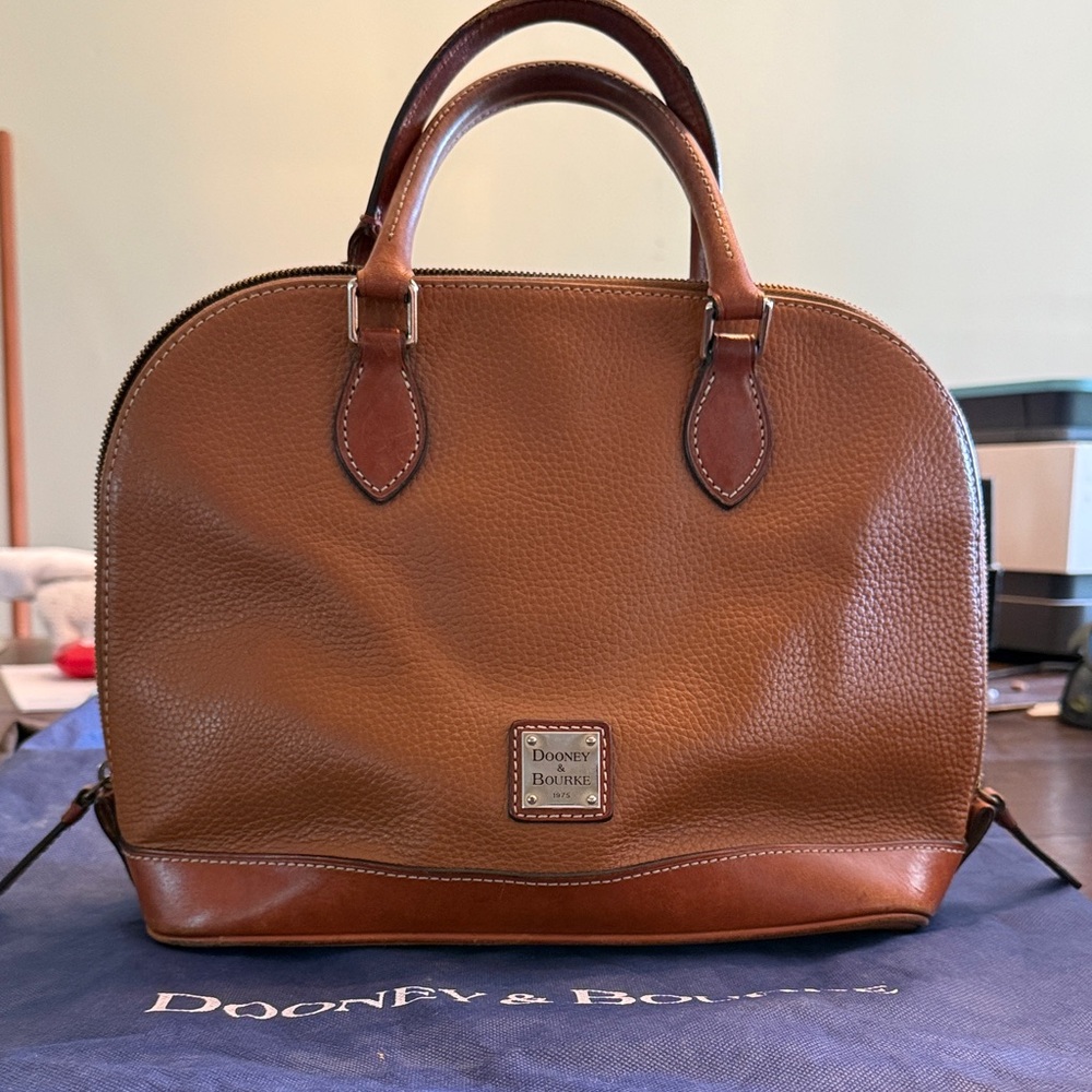 Dooney & Bourke Tan Pebble Grain Zip Satchel